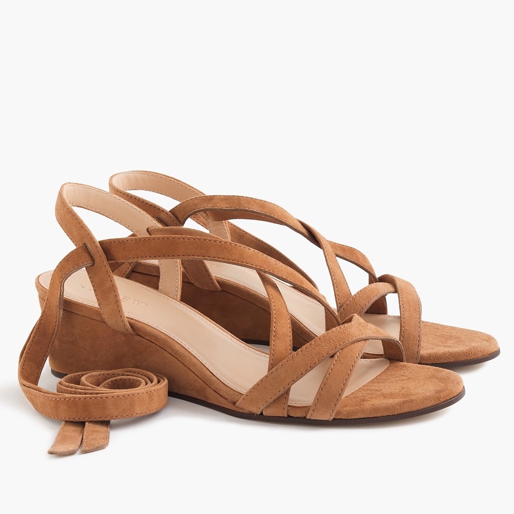 J. Crew Suede Ankle-wrap Wedges